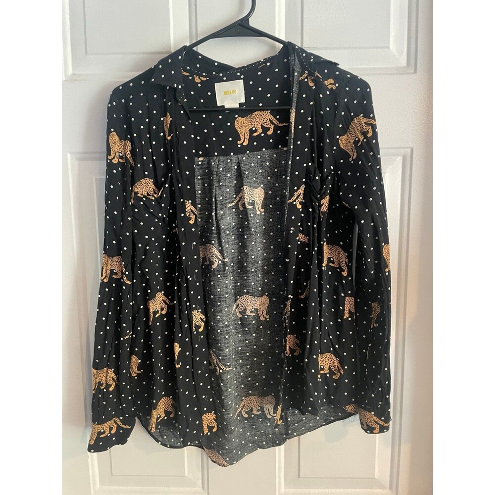 maeve casia cheetah button up